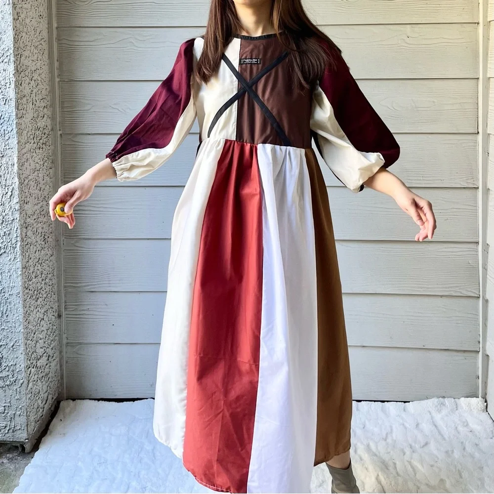 Handmade Upcycled Vintage Christian Dior Puff Sleeve Quilted Dress SKU 10171 - Picture 4 of 16